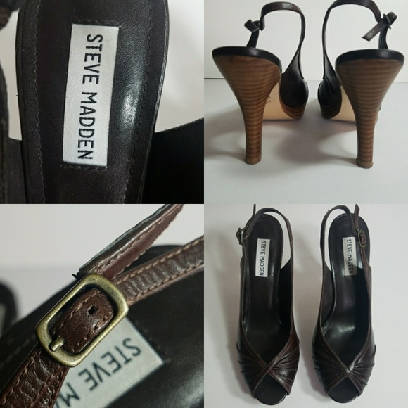 Steve Madden Shoes Pursue Brown Leather Slingback - Picture 3 of 3